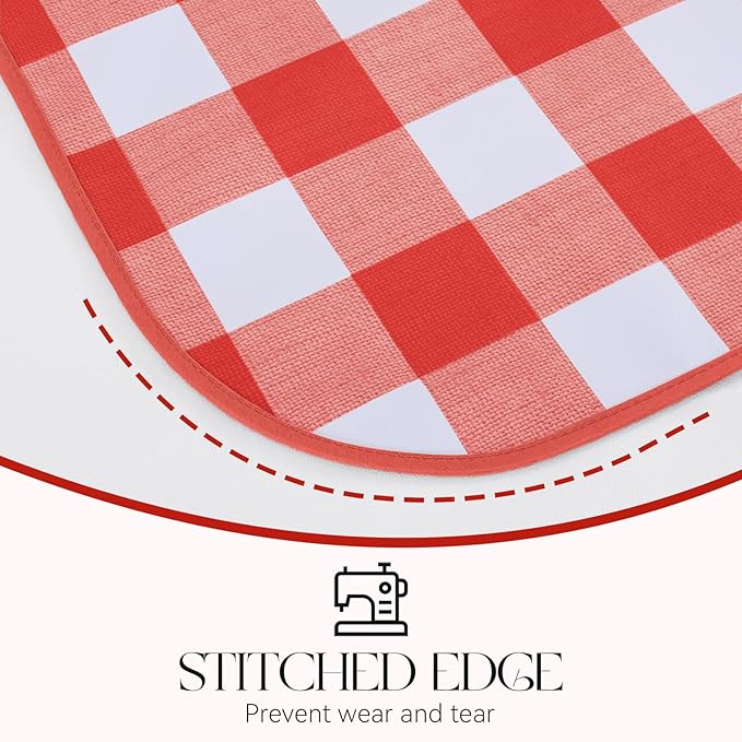 MOSAYT Rectangle Vinyl Tablecloth, 100% Waterproof Buffalo Gingham Plastic Table Cloth, Heavy Duty Wipeable Table Covers for Picnic, Outdoor, Camping - 54 x 78, Red