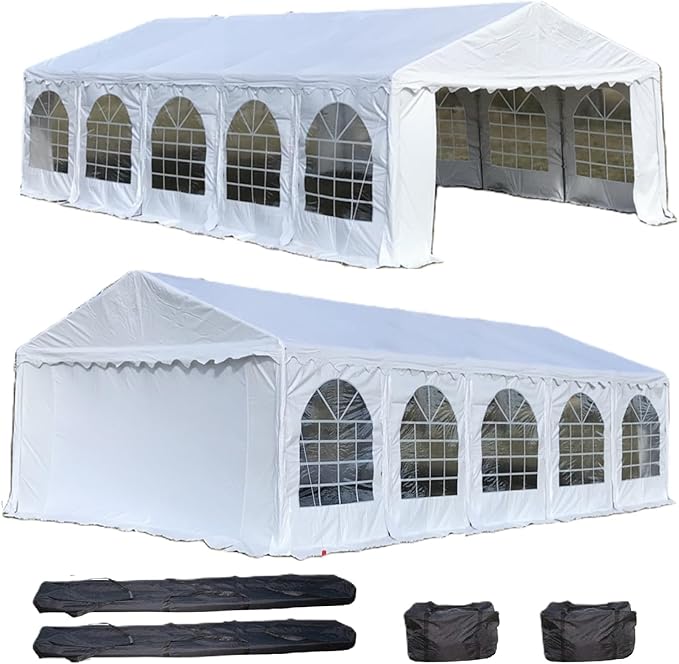 DELTA 32'x16' PVC Party Tent,Fire Retardant Wedding Tent Canopy,Outdoor Event Shelter, Garden Gazebo,with Waterproof Top,Galvanized Steel Poles,Carry Bags