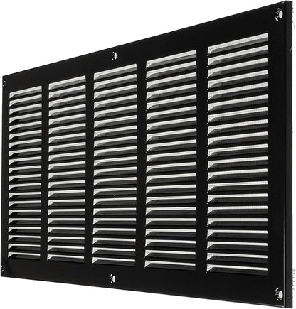 Repa Market Air Vent Cover 20x8 Inch (Outer Dimensions) Black Galvanized Steel Louvered Grill Cover with Mesh Screen/Wall or Ceiling Vent/HVAC Register for Indoor and Outdoor Ventilation