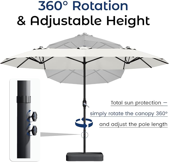 DomeShade Large 15FT Double Sided Patio Umbrella - Image 8