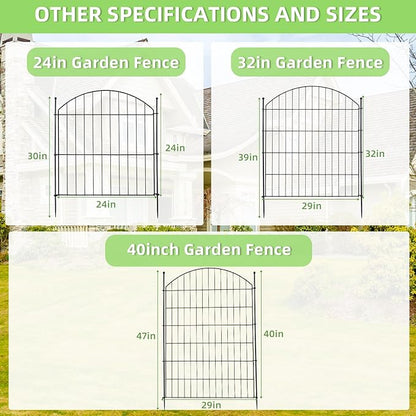 Decorative Garden Fence 32in (H) x12ft (L), 5 Pack No Dig Fence Animal Barrier for Dog, Arched Flower Bed Edging, Wire Border Panel Fencing for Yard Patio Outdoor Decor