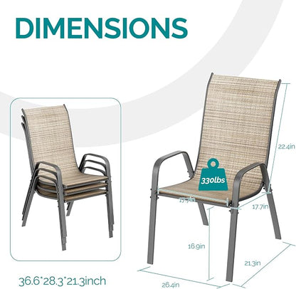 MAMIZO Patio Dining Chairs, Stackable Textilene Chair Set of 4, - Image 2