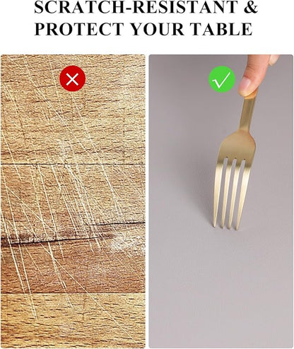 Light Gray Plastic Table Cover Protector, 36" x 72" Waterproof Easy Flat PVC Desk Pad Mat, 1.5mm Thick Rectangle Vinyl Table Top Protector for Dining Room Table, Office, Dresser