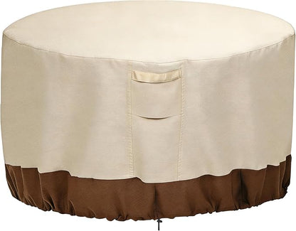 Vailge Fire Pit Cover Round,100% Waterproof Round Patio Fire Bowl Cover,Outdoor Heavy Duty Gas Firepit Table Covers with Air Vent and Handle