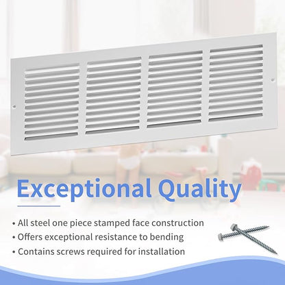 20"W x 6"H [Duct Opening Size] Steel Return Air Grille, Air Return Vent Cover for Ceiling and Sidewall - HVAC Air Vent Covers - [Outer Dimensions: 21.75"W x 7.75"H]