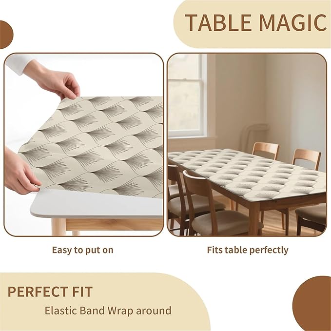 Rectangle Table Cloth Cover Waterproof Elastic Fitted Polyester Fitted Tablecloths for 4 Foot Tables for Indoor,Picnic, Camping, Outdoor （48" x 30"，Sector Geometry）