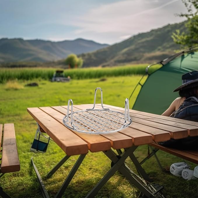 Stainless Steel BBQ Grill Grid with Legs, Round Grid Cooking Net, Even Heating for Outdoor Camping and Home Barbecue(15cm)