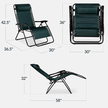 Best Choice Products Set of 2 Extra Wide Adjustable Steel Mesh Zero Gravity - Image 3