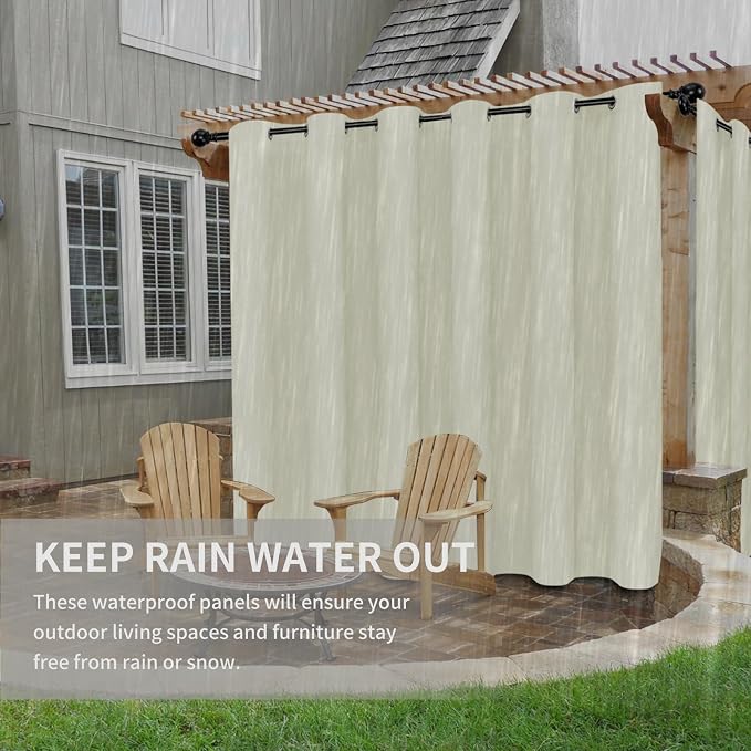 Easy-Going 100% Waterproof Outdoor Curtains 110x108 inch, Gazebo and Pergola 1 - Image 4