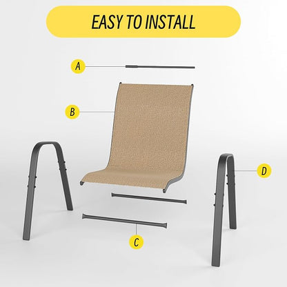 Patio Chairs Set of 6, Stackable Outdoor Dining Chairs Set - Image 5