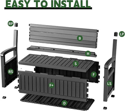 80 Gallon Outdoor Storage Bench, Waterproof Resin Deck Box - Image 7