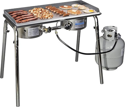 Stanbroil Cast Stainless Steel Replacement Cooking Griddle with Handle for Camp Chef SG60, Fits Camp Chef 14” 2 Burner Stove Cooking System and Other Similar Grills
