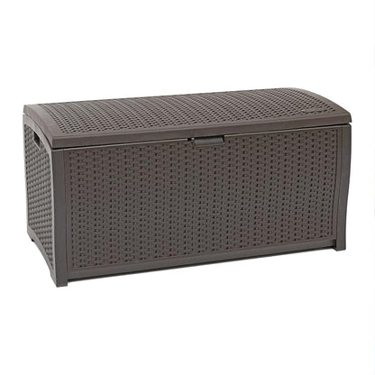 Suncast 99 Gal Wicker Resin Deck Box, Storage Chest Bin by Unknown