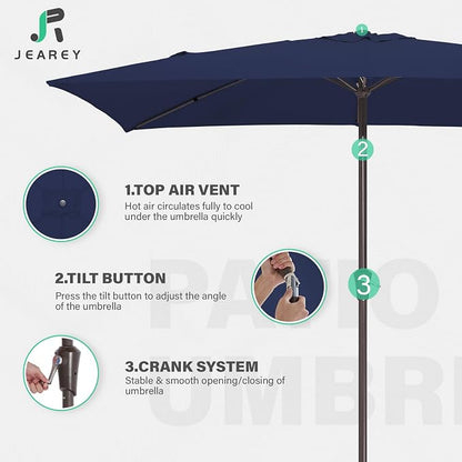 JEAREY 6.5x10 ft Rectangular Patio Umbrellas Rectangle Outdoor Umbrella - Image 7