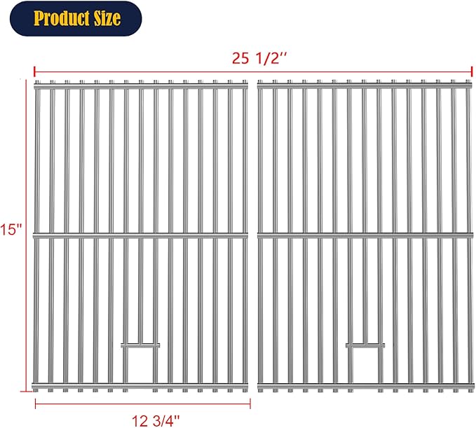 15 inch 2Pack Stainless Steel Grill Grate, Cooking Grate for Cooking Grid Grates Replacement for Select Gas Grill Models by Broil King, Broil-Mate, Huntington and Sterling Gas Models