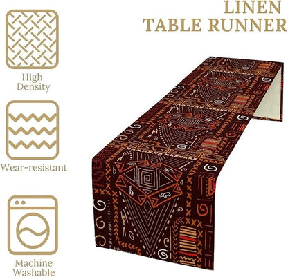 African Table Runner, African Aboriginal Ethnic Tribal Table Runner for Dining Kitchen Farmhouse Party Coffee Home 13x108in