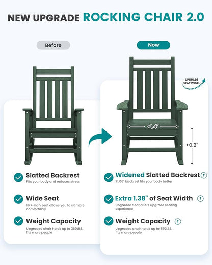 SERWALL Outdoor Rocking Chair Set of 4, HDPE Rocker - Image 5