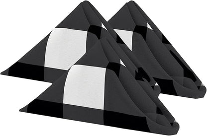 Buffalo Plaid Table Napkins Set of 100 Checkered Cloth Napkins 17x17 inch Washable Dinner Gingham Pattern Napkins Soft Napkins for Wedding Party Dining Banquet(Black and White)