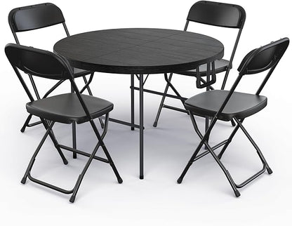 3.5 Feet Circular Round Foldable Table with Built in Handle & Steel Legs | Heavy Duty Portable | Perfect for Party, Dining, Wedding, Events, Picnic Indoor, Outdoor, Camping, Utility