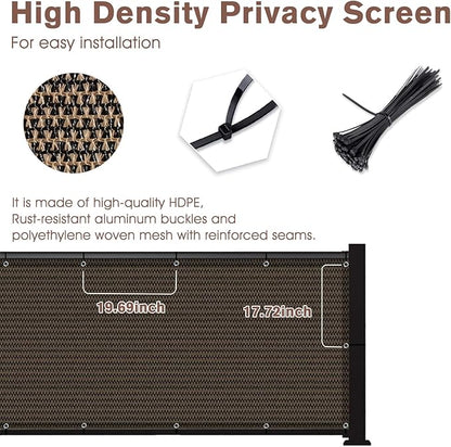 Sunny Guard Customized 3.3'x22' Brown Balcony Privacy Screen,180 GSM Apartments Railing Fence Cover,Heavy Duty Mesh Windscreen for Deck,Outdoor,Backyard,Patio