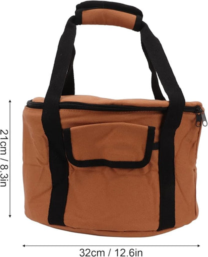 Camping Tableware Carrying Bag, 13.7L Large Capacity Waterproof Picnic Flatware Storage Bag, Outdoor BBQ Round Storage Bag for Plates Dishes Pots Bowls Utensils