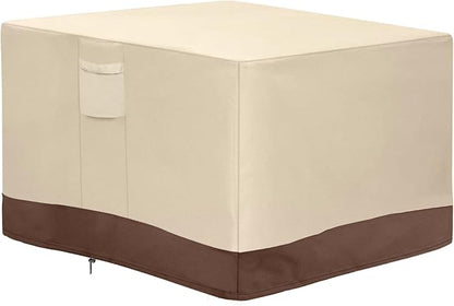 Vailge Fire Pit Cover Square,100% Waterproof Square Gas Firepit Table Cover,Outdoor Heavy Duty Lawn Patio Furniture Covers with Air Vent and Handle,44"L x 44"W x 24"H,Beige & Brown