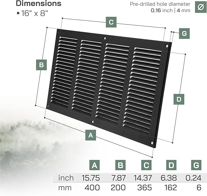 Vent Systems 16" x 8" Inch (Overall Dimensions) Pack of 10 - Anthracite - Air Vent Cover Metal Air Return Grill - Built-in Pest Guard Screen - HVAC Vent Duct Cover for Home Improvement