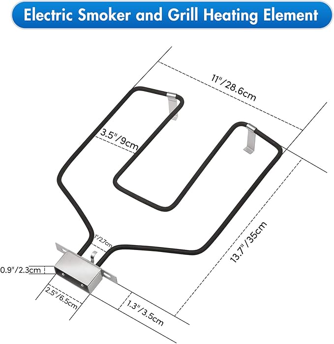 Stanbroil Replacement Part Electric Smoker and Grill Heating Element with Adjustable Thermostat Cord Controller for Most Smokers and Grills, 1500W