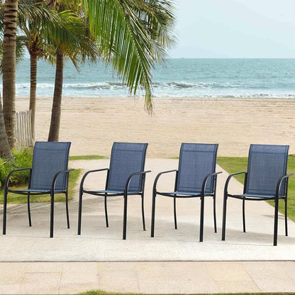 Outdoor Dining Chairs Set of 8, Stackable Patio Chairs - Image 2