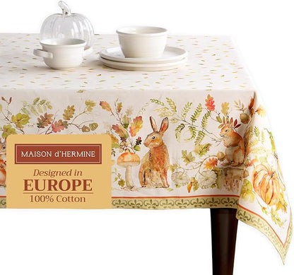 Maison d' Hermine Table Cloth Square Table 100% Cotton 54 x 54 Inches Fall Tablecloth Reusable Everyday Use for Thanksgiving Christmas Decorations Dining Farmhouse Party (Pumpkin Passion)