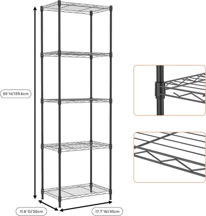 M MZG 5 Tiers Shelf Metal Storage Shelves Wire Rack Closet Organizers - Image 3