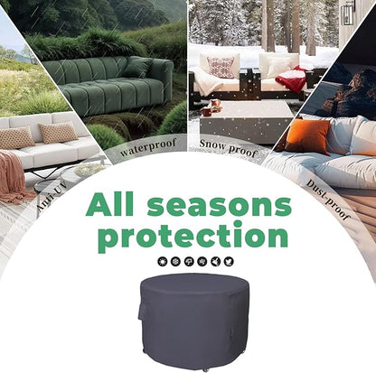 Round Patio Furniture Cover, Heavy Duty and Waterproof for Outdoor Furniture covers, Round outdoor table cover, Patio table cover 84"DIA x 31"H Beige