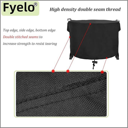 Round Fire Pit Cover 36" Dia X 24" H, 600D Strong Tear Resistant, Waterproof & UV Resistant Outdoor Cover, Fit for 33",34" ,35",36" Round Gas Firepits, Fire tables or Fire bowls, Black
