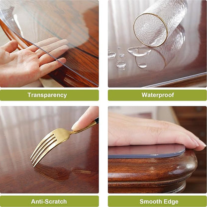 OstepDecor Clear Table Protector 14 x 24 Inch, 2mm Thick Plastic Table Cover, Waterproof PVC Clear Table Cover Protector, Desk Protector Mat, Writing Desk Pad for Desktop, Coffee & Dining Room Table