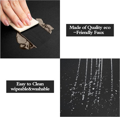 Herda Black Placemats Set of 6 for Dining Table Mats, Faux Leather Place Mats Wipeable Washable Placemats for Round Table Mats for Dining Patio Heat Resist Easy to Clean Halloween Place Mats Indoor