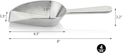New Star Foodservice 34660 One-Piece Cast Aluminum Flat Bottom Bar Ice Flour Utility Scoop, 4-Ounce, SIlver