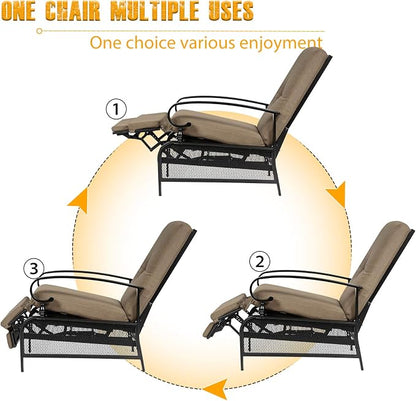 SUNCROWN Outdoor Recliner Chair Patio Adjustable Recliner Chair and Side Bistro - Image 5