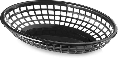 New Star Foodservice 44140 Fast Food Baskets, 9 1/4-Inch x 6-Inch Oval, Set of 12, Black