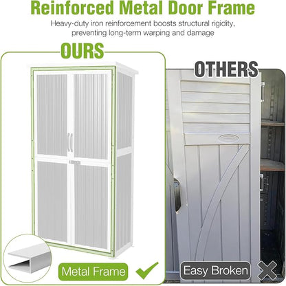 GUTINNEEN Outdoor Tool Cabinet, Heavy Duty Wood & Metal Frame Garden Storage - Image 4
