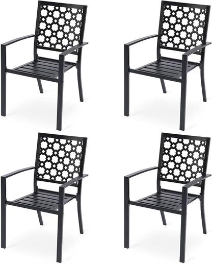 Patio Dining Chairs Set of 4, Stackable Metal High Back Chairs Set by Aoodor