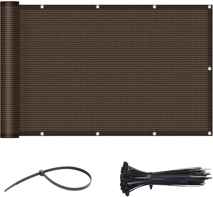 LOVE STORY 3.3'x19.7' Brown Balcony Screen Privacy Fence Cover (HDPE) UV Protection Weather-Resistant 3 FT Height Shield for Deck, Patio, Backyard, Outdoor Pool, Porch, Railing