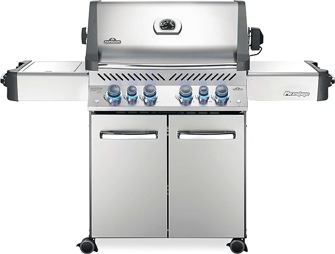 Napoleon P500RSIBNSS-3 Prestige 500 RSIB Natural Gas Grill, sq. in + Infrared Side and Rear Burner, Stainless Steel