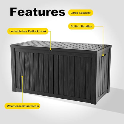 180 Gal Waterproof Outdoor Storage Box UV Resistant Deck Box | Extra-large - Image 3