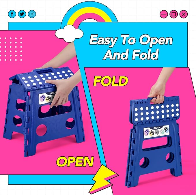 Delxo Folding Step Stool 13 Inch, 300 Lbs Step Stool - Image 7