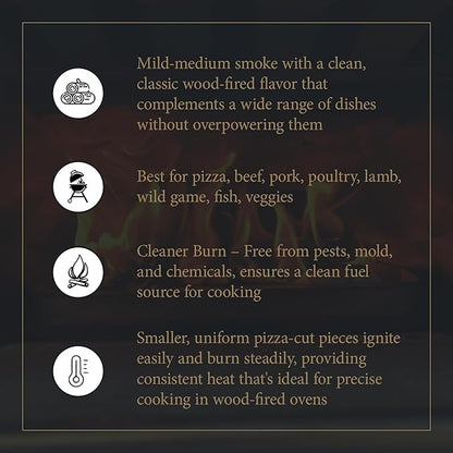 Cutting Edge Firewood Pizza Oven Wood - 8-Inch Splits - Ultra Kiln-Dried Oak Cooking Logs - Large 50 lbs Box for Ovens, Alfa One, Gozney Dome, Solo Stoves