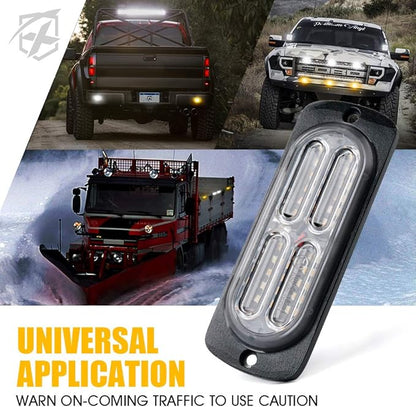Xprite 24 LED Surface Mount Strobe Lights Kit with Control Panel, Grill Grille Side Marker Flashing Emergency Warning Light Assemblies for Trucks Vehicles ATV RV Cars Van Amber/White, 4PCS