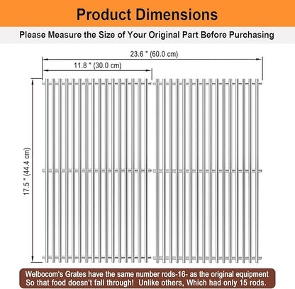 17.5" Grill Grates for Weber Spirit E310 E320 & Spirit II E310 E320 Grills;304 Stainless Steel Grates for Weber Genesis Gold & Silver Grills;Weber Grill Grates 7639; Weber Grill Grids