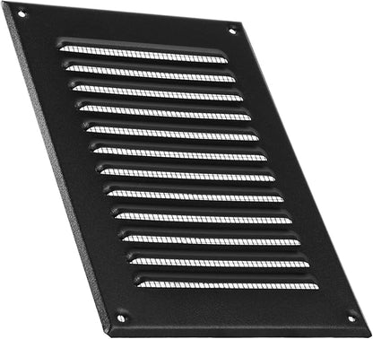 Vent Systems - 5 x 7 Inch (Inner) Black Metal Rectangular Soffit Air Vent Grille Cover, Register Vent Deflector Louver Built-in Mesh HVAC for Bathroom Home Office Kitchen 6.5" x 9" (Outer)