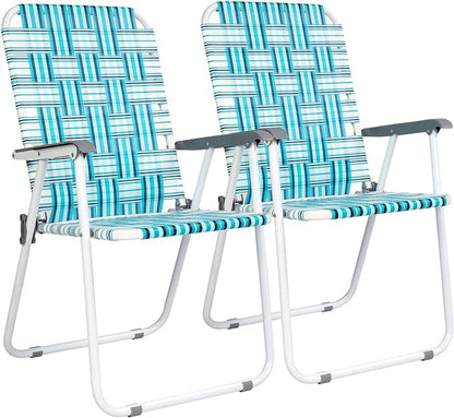 VINGLI Patio Lawn Webbed Folding Chairs Set of 2, Outdoor Beach Chair Portable by VINGLI