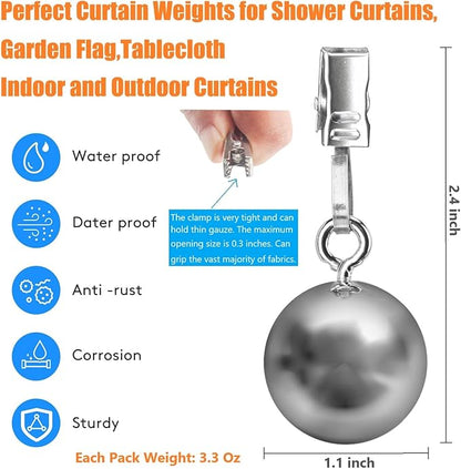 16 Pack Weights for Outdoor Curtains - Stainless Steel Clip Down Weights for Pergola, Patio, Gazebo, Cabana - Garden Flag, Shower Curtain, Tablecloth Drapery
